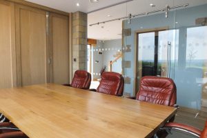 05, Custom made folding moveable wall in solid oak