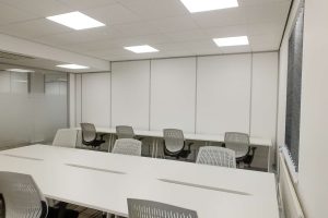 Solid partition walls forming bradford office space