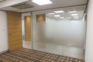 Translucent glazed office wall