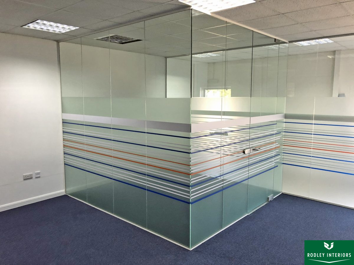 Frameless glass office wall